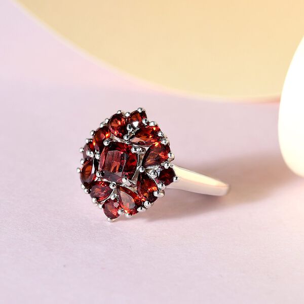 Nat&uuml;rlicher Mosambik Granat Ring, 925 Silber platiniert, (Gr&ouml;&szlig;e 17.00), ca. 3.75 ct image number 2