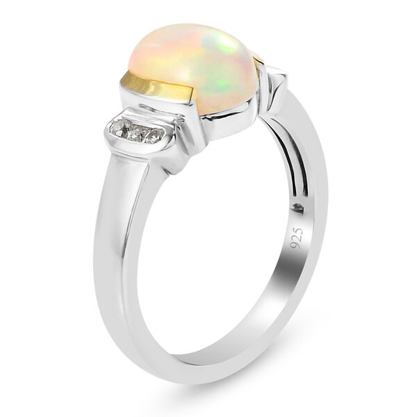 Natürlicher Äthiopischer Opal und Zirkon Ring 925 Silber zweifarbige Überzug image number 4