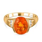 Brasilianischer Feueropal, weißer Zirkon Ring, 925 Silber Gelbgold Vermeil (Größe 21.00), ca. 2.50 ct