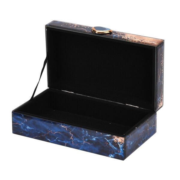 2er-Set Glas-Schmuckbox mit Marmormuster, 28x18x10cm (L) und 21x12x7cm (S), Blau image number 8