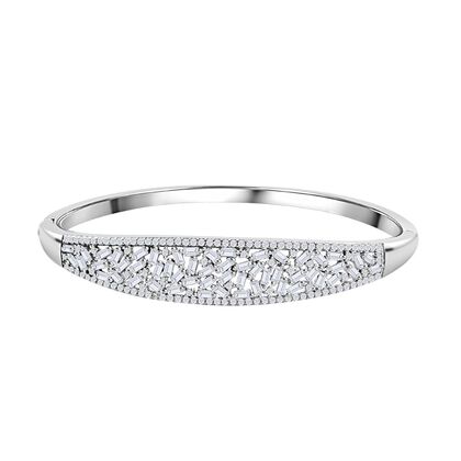 Moissanit Armreif ca. 19 cm 925 Silber platiniert ca. 4,13 ct.