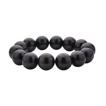 Flexibles, rundes Schungit-Perlen-Armband, 18cm - 204,80 ct.