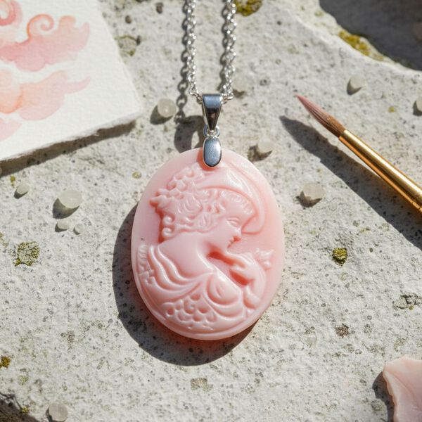 D'Joy Natürlicher Rosa Königsmuschel Perle Schmuckset ca. 50 cm 925 Silber rhodiniert ca. 28.00 ct image number 1