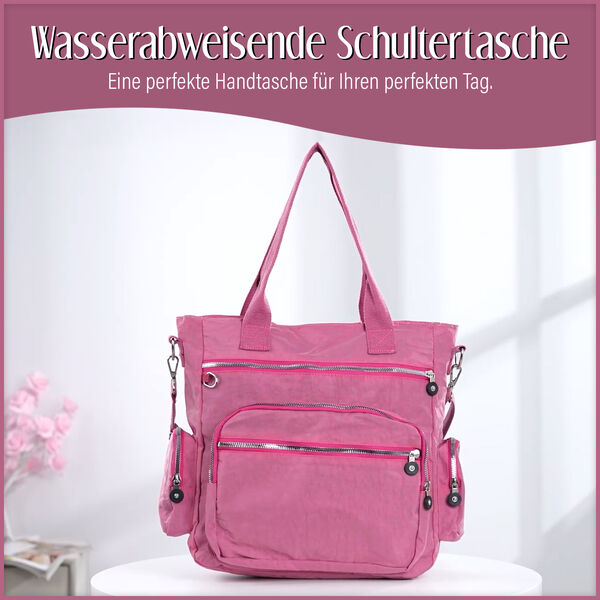 Wasserabweisende Schultertasche Tasche, himbeerfarben image number 8