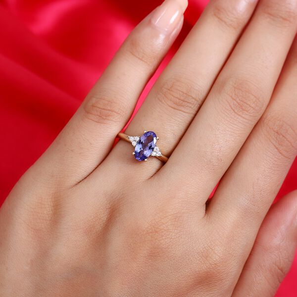 AA Tansanit und Zirkon Seitenstein Ring 375 Gelbgold image number 3