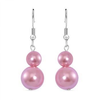 Rosa Muschelkernperle Ohrringe, Reiner Edelstahl