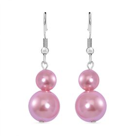 Rosa Muschelkernperle Ohrringe, Reiner Edelstahl