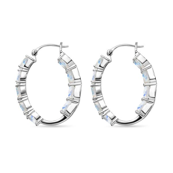 Premium Regenbogen Mondstein-Creolen, 925 Silber platiniert ca. 8.95 ct image number 4