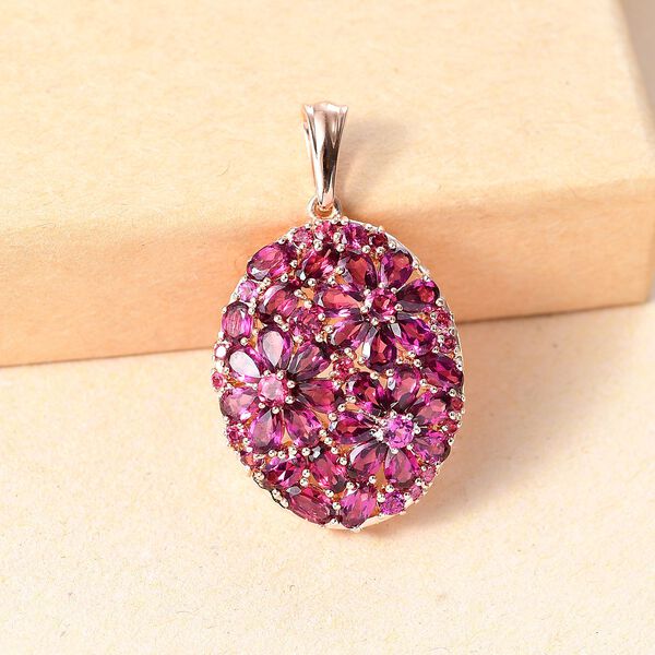 Rhodolith Granat Anh&auml;nger 925 Silber 750 Ros&eacute;gold Vermeil ca. 8.30 ct image number 2