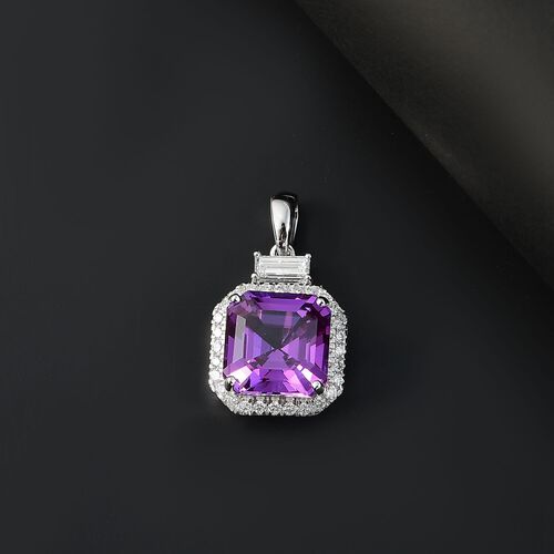 LUXURIANT DIAMOND- zertifiziert und geprüft AAA Labor Lila Saphir und Labor Diamant Anhänger in 417 Weißgold - 6 ct. image number 1