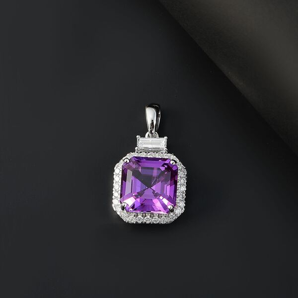 LUXURIANT DIAMOND- zertifiziert und geprüft AAA Labor Lila Saphir und Labor Diamant Anhänger in 417 Weißgold - 6 ct. image number 1