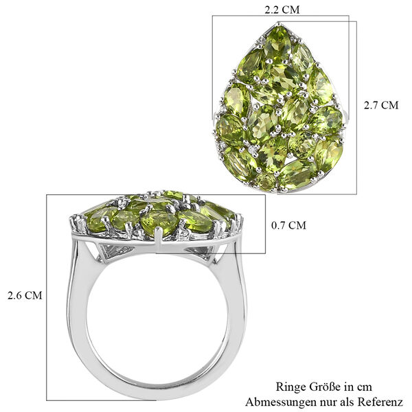 Nat&uuml;rlicher Peridot-Cluster-Ring in Silber, 7,43 ct. image number 7