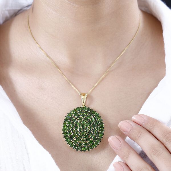 Nat&uuml;rlicher Chromdiopsid Anh&auml;nger 925 Silber 750 Gelbgold Vermeil ca. 20,91 ct. image number 3