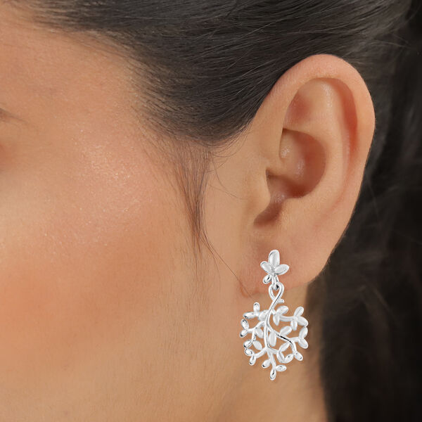 Blatt Ohrhänger 925 Silber platiniert  image number 3