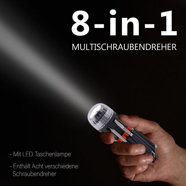 Vielseitiges 8-in-1 Werkzeugset in schwarz und rot image number 5