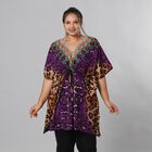 V-Ausschnitt bedruckter Kaftan, Einheitsgr&ouml;&szlig;e Lila