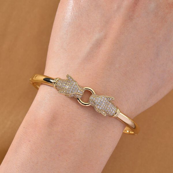 DESIGNER INSPIRIERT - Grüner Zirkonia, Weißer Zirkonia Armreif ca. 19 cm Nickelfreies Messing 0.80 ct image number 2