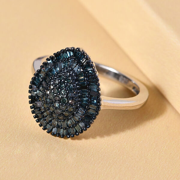 Blauer Diamant Ring 925 Silber platiniert  ca. 0,50 ct image number 2