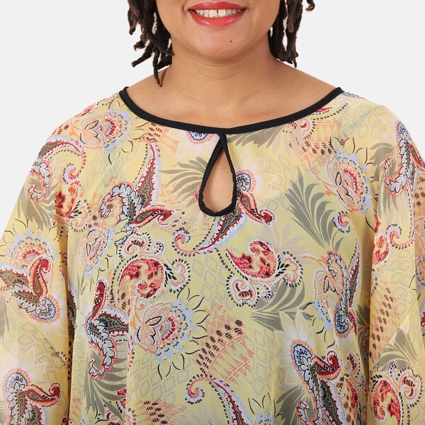 Chiffon Top, Blumenmuster, Einheitsgröße, gelb image number 3