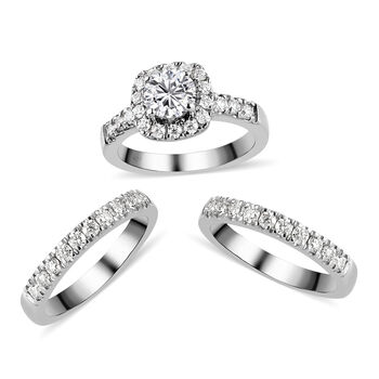 3er-Set- Moissanit Stacking Ring - 1,78 ct.