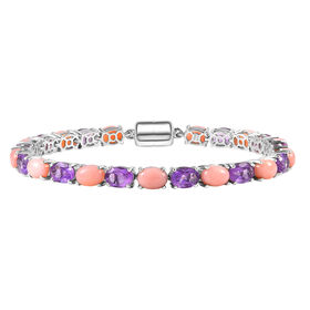 D'Joy AA Rose De France Amethyst und Rosa Opal 19cm Armband - 18,12 ct.