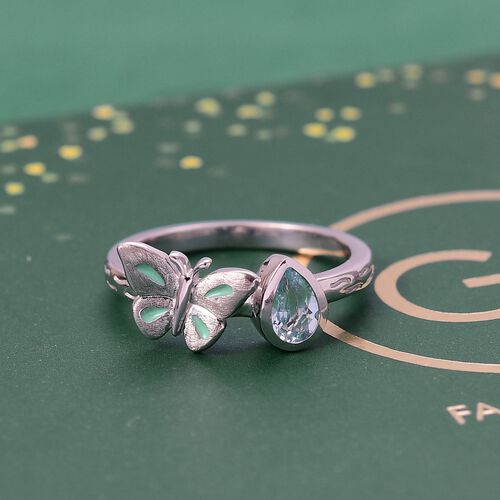 Himmelblauer Topas, Kanchanaburi Blauer Saphir Ring 925 Silber rhodiniert (Größe 17.00) ca. 0,55 ct image number 1