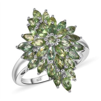 Nat&uuml;rlicher gr&uuml;ner Apatit Ring 925 Silber rhodiniert (Gr&ouml;&szlig;e 17.00) ca. 2,91 ct