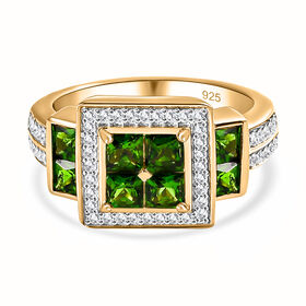 Natürlicher Chromdiopsid und Zirkon-Ring - 1,90 ct.