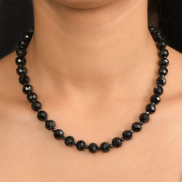 Schwarze Glasachat und schwarze Spinell 45cm Halskette - 230 ct. image number 3