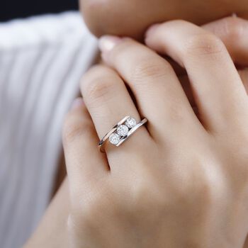 Moissanit Ring, 925 Silber rhodiniert und 750 Ros&eacute;gold Vermeil- 0,67 ct.