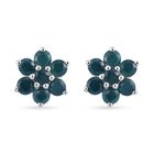 Blaugrüner Grandidierit Ohrstecker 925 Silber platiniert ca. 0,91 ct