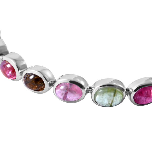 Nat&uuml;rliches mehrfahrbiges Turmalin-Armband, ca. 20 cm, 925 Silber rhodiniert ca. 19.80 ct image number 1