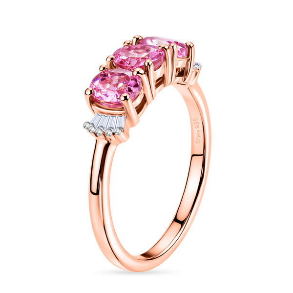 D'Joy Ilakaka Rosa Saphir (Fissure gef&uuml;llt), Wei&szlig;er Diamant Ring 925 Silber 750 Ros&eacute;gold vermeil (Gr&ouml;&szlig;e 17.00) ca. 1,67 ct image number 4