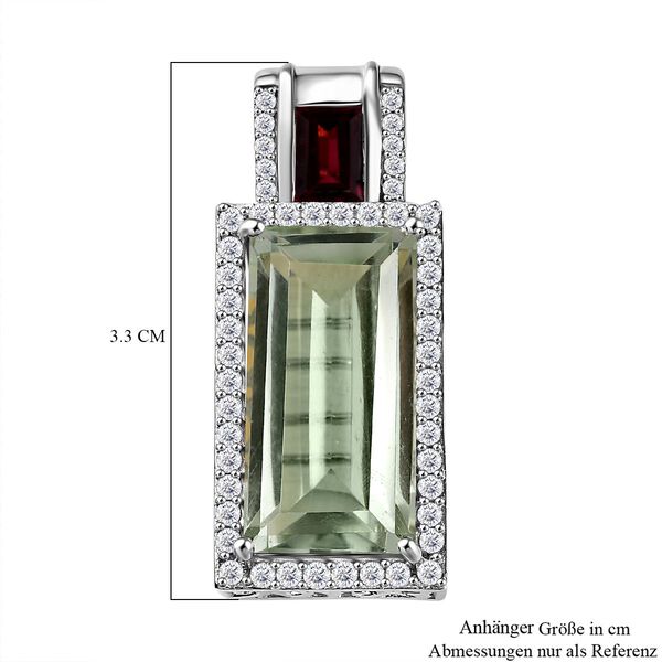 Prasiolith, Rhodolith Granat und Zirkon-Anhänger - 13,40 ct. image number 6