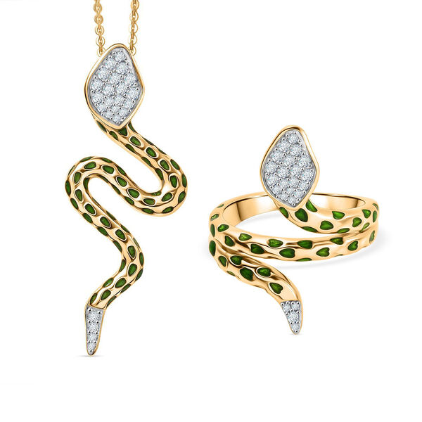 GP Trionfo Kollektion- Wei&szlig;er Zirkon und blauer Saphir Ring und Anh&auml;nger mit 50cm Kette