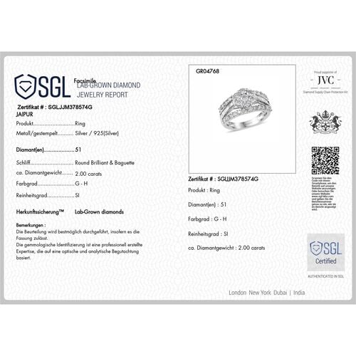 LUXURIANT DIAMOND - Lab Grown Diamant SI-GH SGL zertifiziert Ring 925 Silber rhodiniert (Größe 21.00) ca. 2.00 ct image number 7