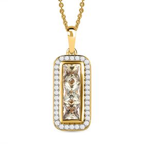 AAA Turkizit und weißer Zirkon-Anhänger mit Kette, 50 cm - 2,93 ct.