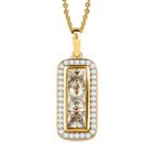AAA Turkizit und weißer Zirkon-Anhänger mit Kette, 925 Silber Gelbgold Vermeil ca. 2,93 ct