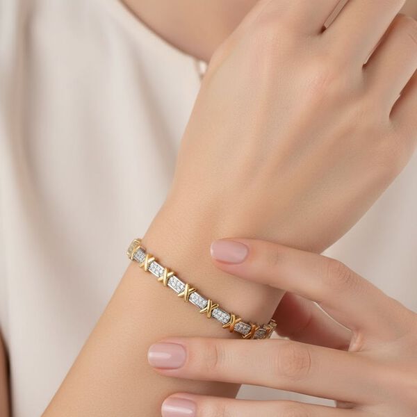 LUXURIANT SGL zertifiziertes SI-GH Labor Diamant 20cm zweifarbiges Armband - 3 ct. image number 3