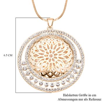 Wei&szlig;er Kristall Mandala-Anh&auml;nger mit Kette, goldfarben