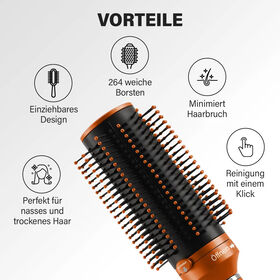 Ausziehbare Haarbürste mit Knopfdruck in braun