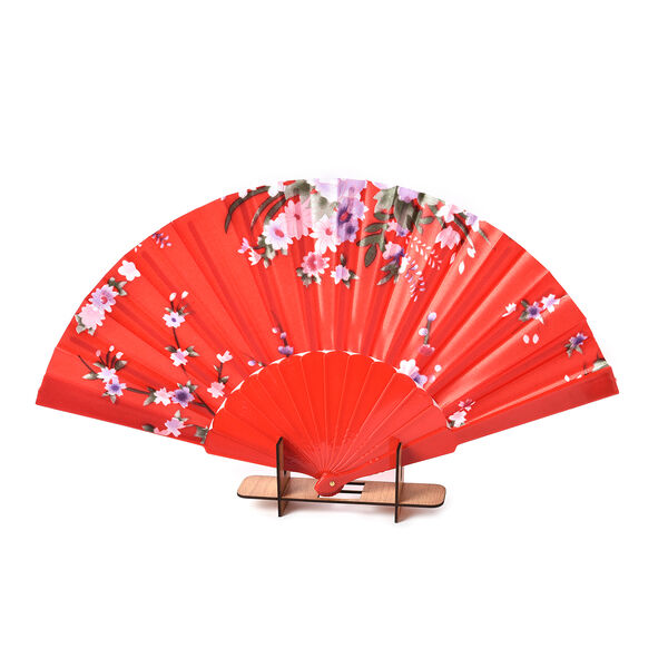 4er - Set Handfächer im japanischen Stil, rot, rosa, weiß, blau image number 3