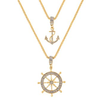 2er-Set - wei&szlig;e Kristall-Halskette in Goldton, 50 cm - 5 ct.