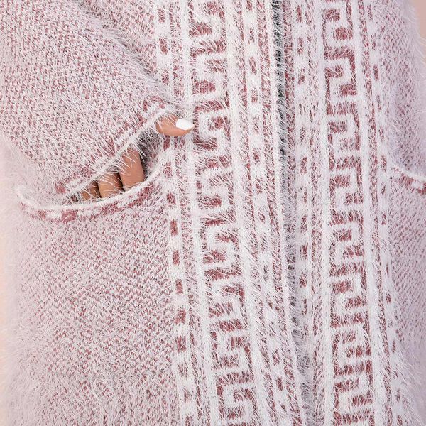 Langer Cardigan mit Taschen und Knopf, gestrickt, Einheitsgröße Rosa image number 4
