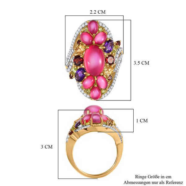 Mondlicht und Bl&uuml;te - Djoy Maulbeer-Mondstein-Ring, 925 Silber 750 Gelbgold Vermeil (Gr&ouml;&szlig;e 21.00) ca. 9.95 ct image number 6