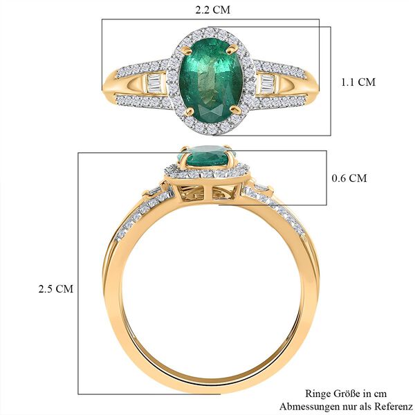 AAA Kagem sambischer Smaragd und Diamant-Ring in 585 Gelbgold - 1,38 ct. image number 7