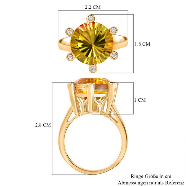 D'Joy Sphaleros Quarz, Weißer Zirkon Ring 925 Silber 750 Gelbgold Vermeil (Größe 19.00) ca. 7,93 ct image number 7