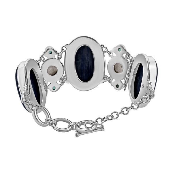 Sajen Silver- Kyanit, Regenbogen Mondstein und Regenbogen Paraiba 18,5cm Armband - 134,53 ct. image number 3