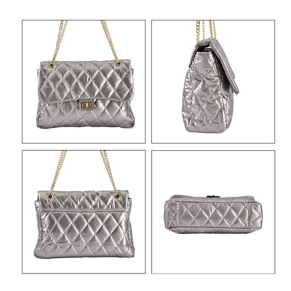 Stilvolle, gesteppte Crossbody-Tasche mit RFID Schutz, 32x23x10cm, beige image number 3