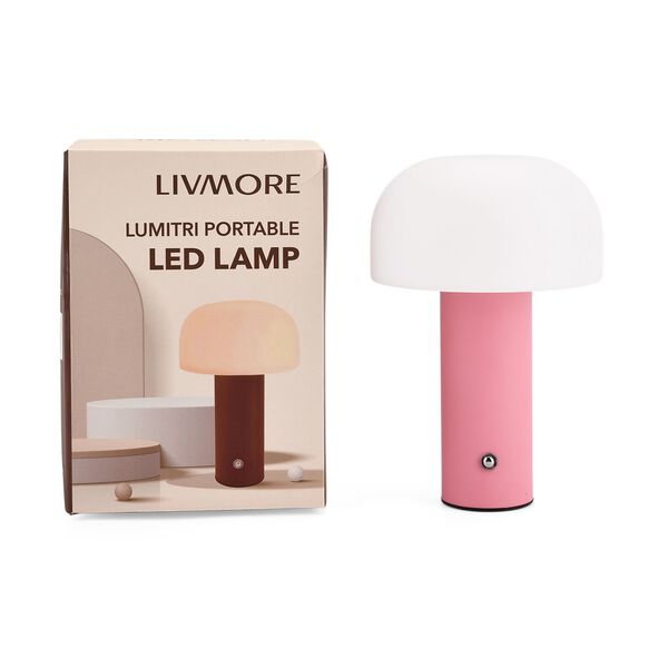 LIVMORE Wiederaufladbare und tragbare LED-Tischlampe, 12,5x20,5cm, Rosa
